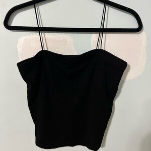 This is an Active Basic Plain Black Crop Top!
